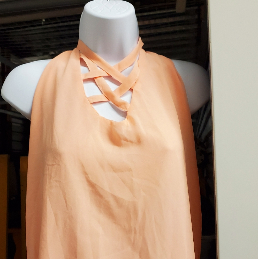 Sheer peach sleeveless top